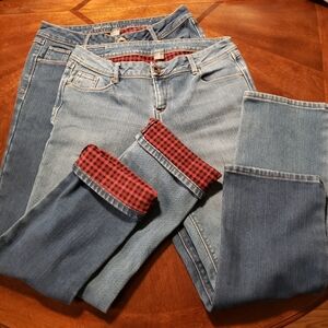 Lot Of 2 Pairs Of Womens Natural Reflections Fleece Lined Jeans